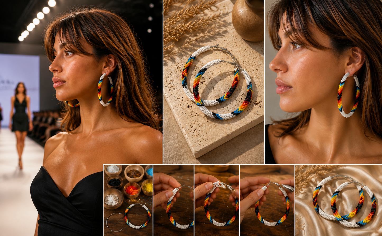 3-Inch Statement Hoops with Artisan Seed Bead Handmade Detailing