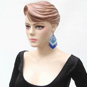 Handmade Beaded Blue Seed Bead Big Earrings