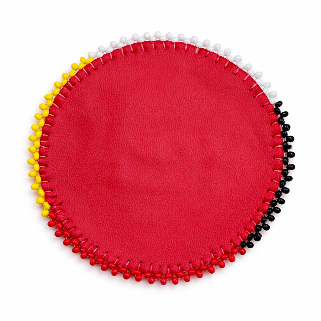 Handcrafted Czech Beaded Rosette – 2.5” Spiral Design in Red, Yellow, Black & White