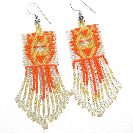 Handmade Beaded Orange Seed Bead Earrings