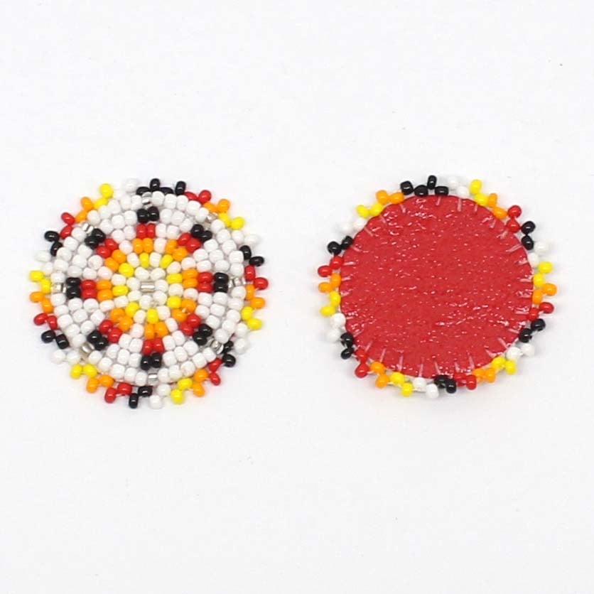 Handmade beaded 2x1.2 inch White rosette/applique