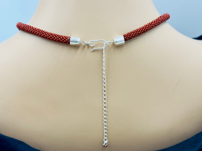 Handmade beaded Brown woven Rope necklace