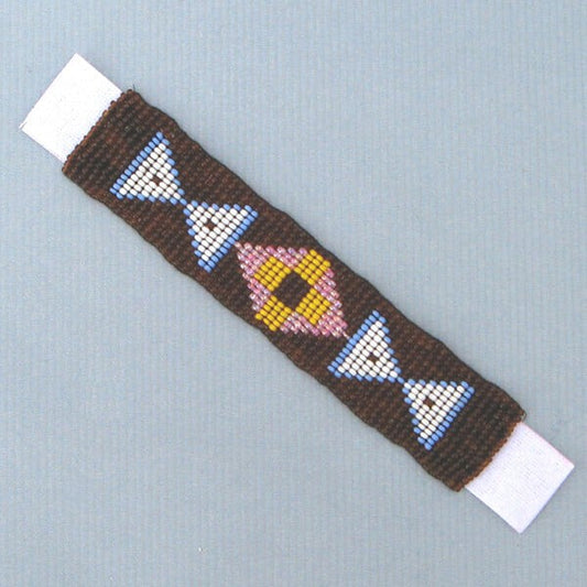 5X1" Brown Pink Yellow Blue White Beaded Strip Applique And Crafts