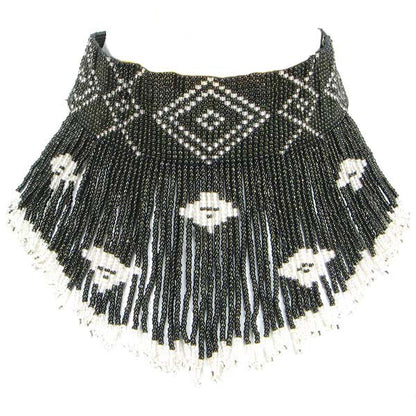 Black White Medicine Man's Eye Beaded Choker Necklace