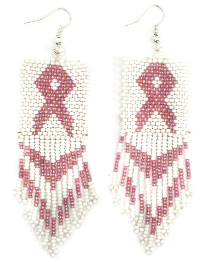 Handmade Pink Ribbon Breast Cancer Awareness Necklace Earrings Set
