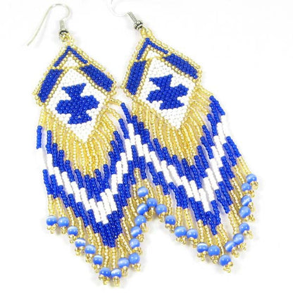 Handmade Beaded Blue Seed Bead Earrings