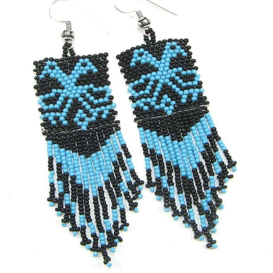 Handmade Beaded Black Seed Bead Eagle Big Earrings