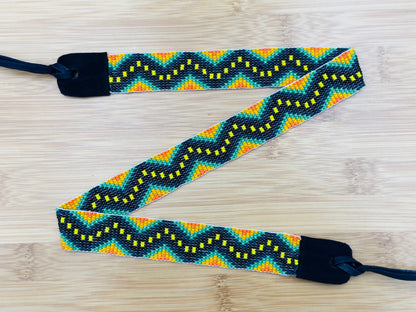 Handmade beaded Green Orange adjustable Cowboy Rodeo Hatband