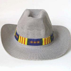 Blue Yellow Red Seed Beaded Cowboy Hat Band Belt Handmade