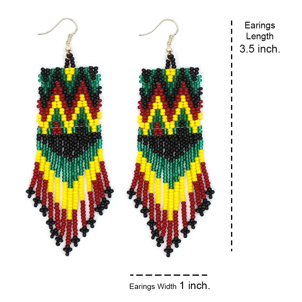 Handmade Beaded Multicolored Seed Bead Native Style Earrings