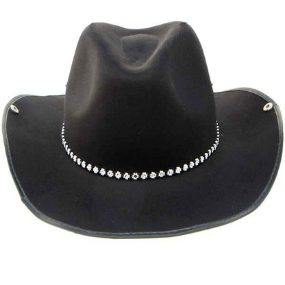 Black White Beaded Flower Beadwork Cowboy Hatband Belt
