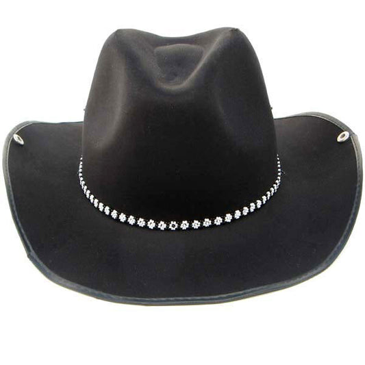 Black White Beaded Flower Beadwork Cowboy Hatband Belt
