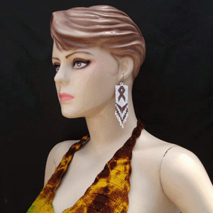 Handmade Beaded Seed Bead Ribbon Awareness Earrings