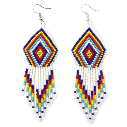 Colorful Chevron Beaded Necklace and Earrings Set