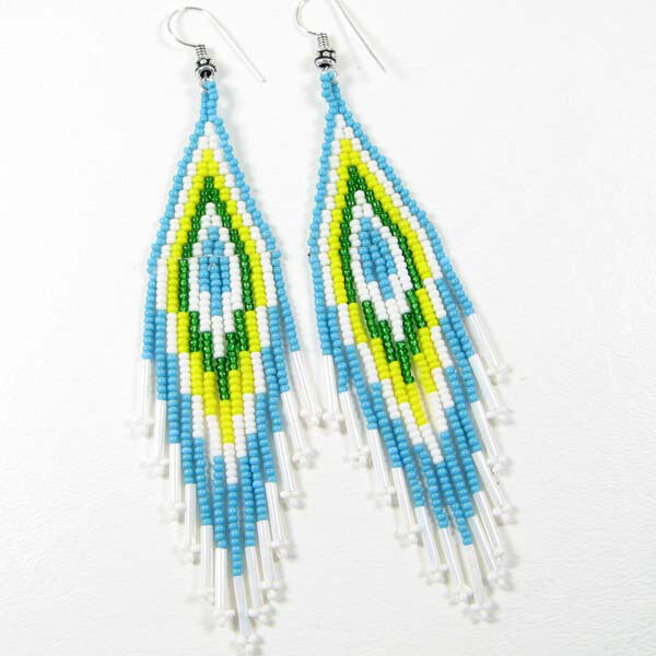 Handmade Beaded Turquoise Blue Seed Beaded Earrings