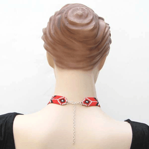 Handmade Beaded Red Seed Bead Choker Necklace