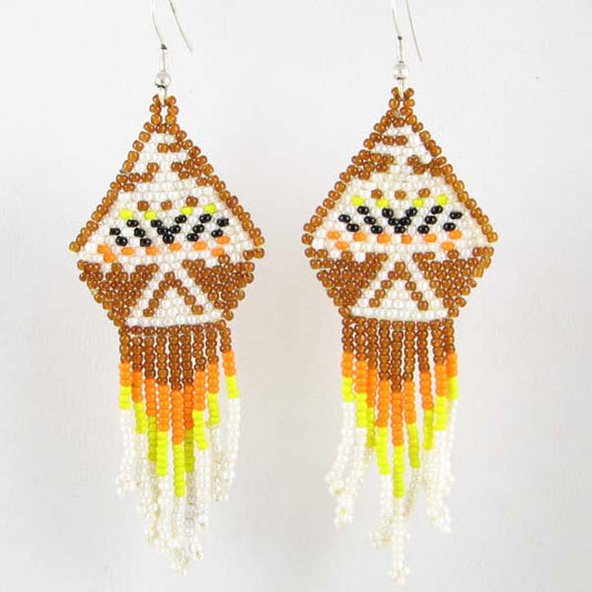 Handmade Beaded Brown Seed Beaded Eagle Earrings