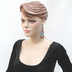 Brown Pink Sky Blue Seed Beaded Earrings Handmade