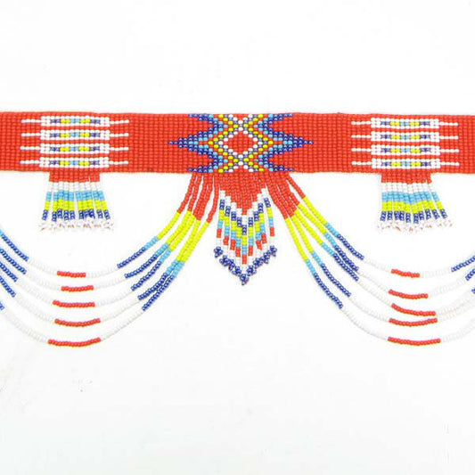 Red Yellow White Rainbow Color Seed Beaded Belly Dance Women'S Waist Belt