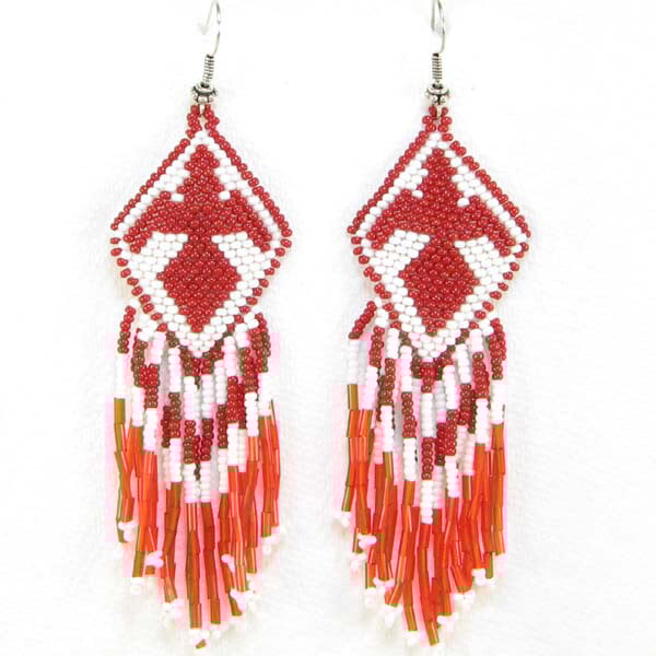 Handmade Beaded Red Seed Bead Eagle Earrings
