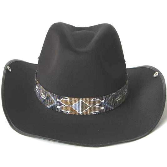 Rainbow Black Golden Beaded Cowboy Hat Band Waist Belt