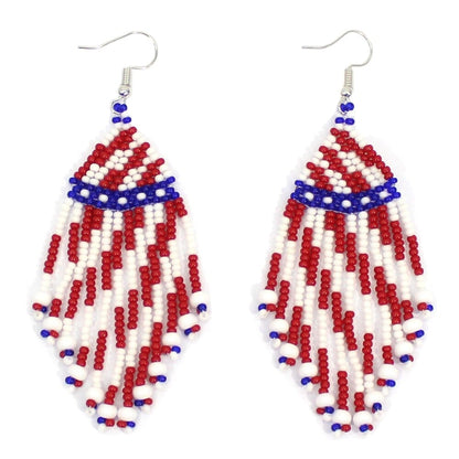 Handmade Patriotic Red Blue White Small Earrings