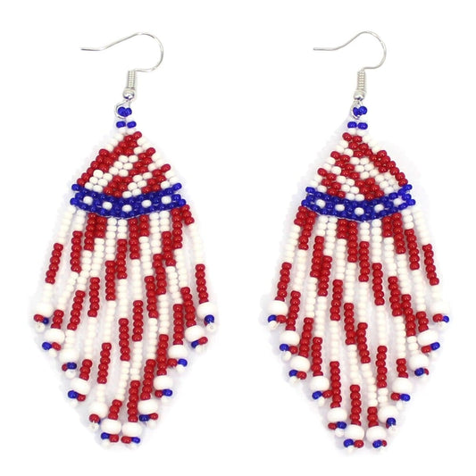 Handmade Patriotic Red Blue White Small Earrings