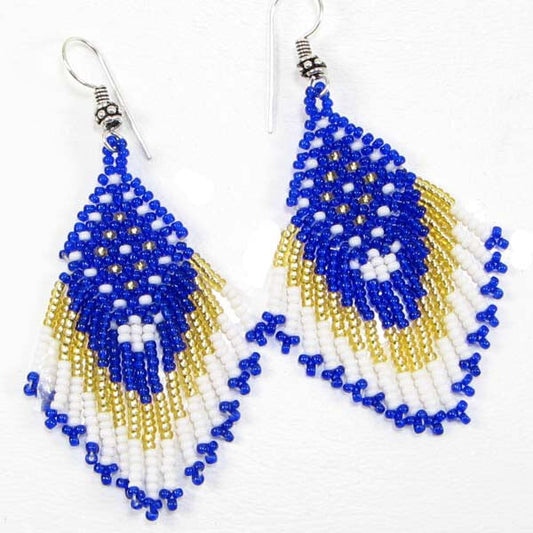 Handmade Beaded Blue Seed Beaded Earrings