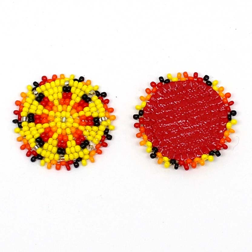 Handmade beaded 2x1.2” yellow rosette/applique