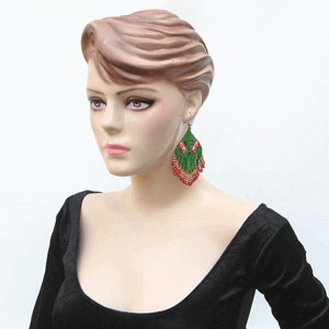 Green Red White Butterfly Earrings Handmade Jewelry
