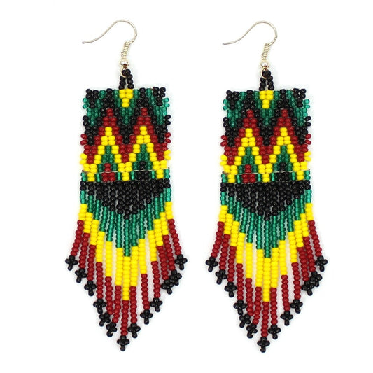 Handmade Beaded Multicolored Seed Bead Native Style Earrings