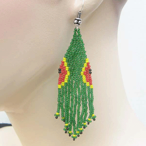 Vibrant Green Beaded Fringe Earrings
