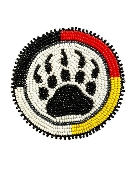 Handwoven Czech Bead Bear Paw Medallion – Decorative Beaded Patch – 2.5 Inch