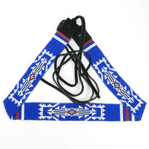 Blue White Red Beaded Cowboy Hat Band Medicine man's Eye Beadwork