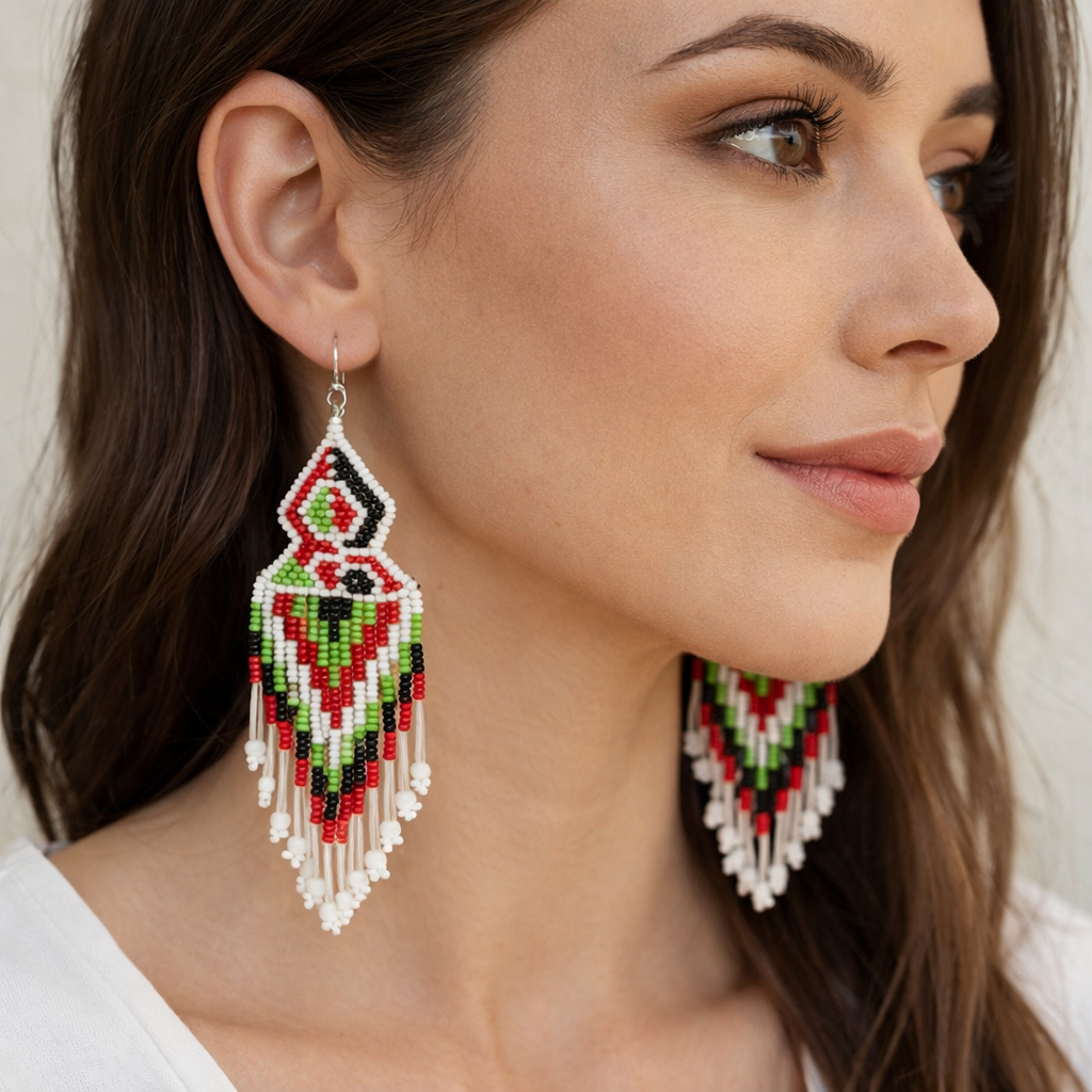 Handmade Multicolored Geometric Beaded Earrings
