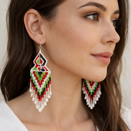 Handmade Multicolored Geometric Beaded Earrings