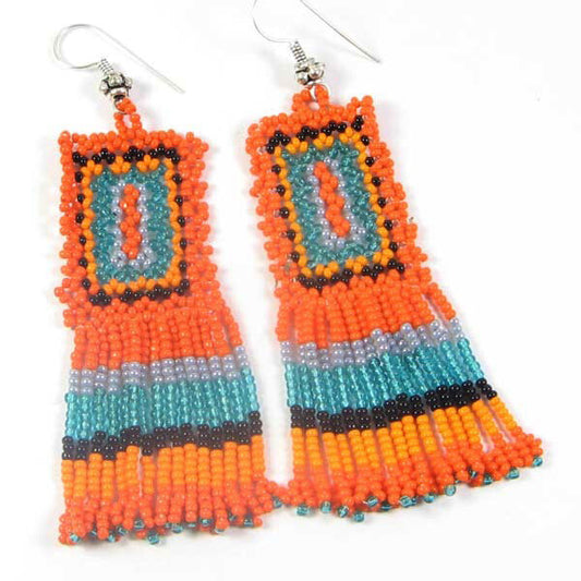 Handmade Beaded Orange Seed Bead Earrings
