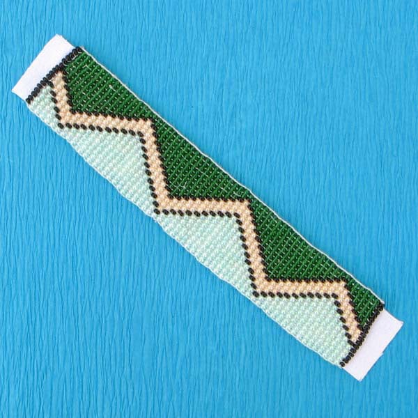 5X1" Green Golden Blue Seed Beaded Applique Sew Iron Craft Strip