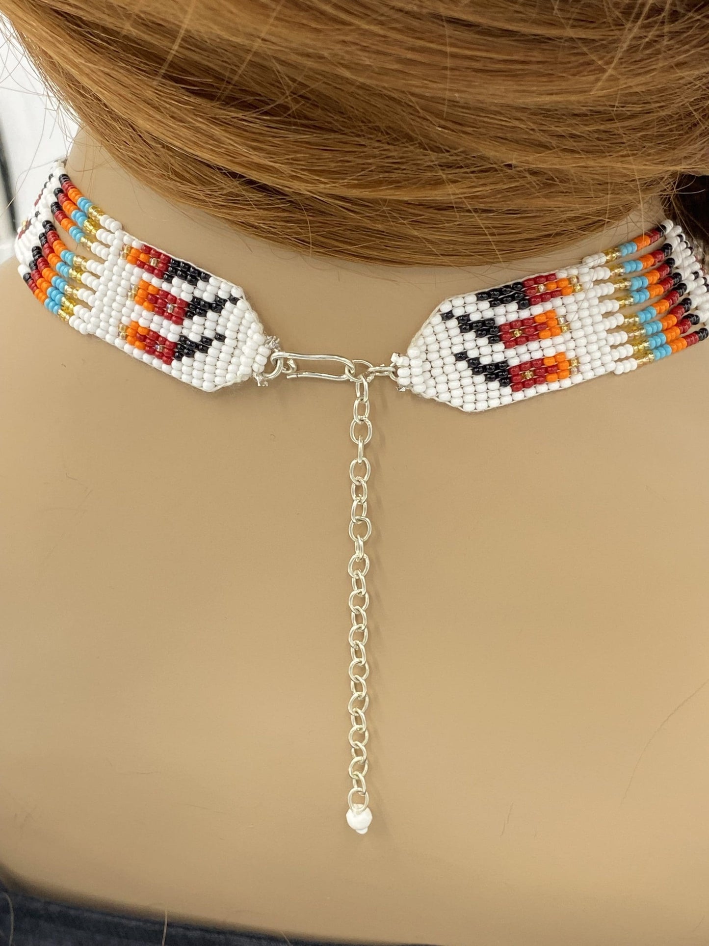 Handmade Beaded Red Bear Paw Statement Necklace Earrings Set