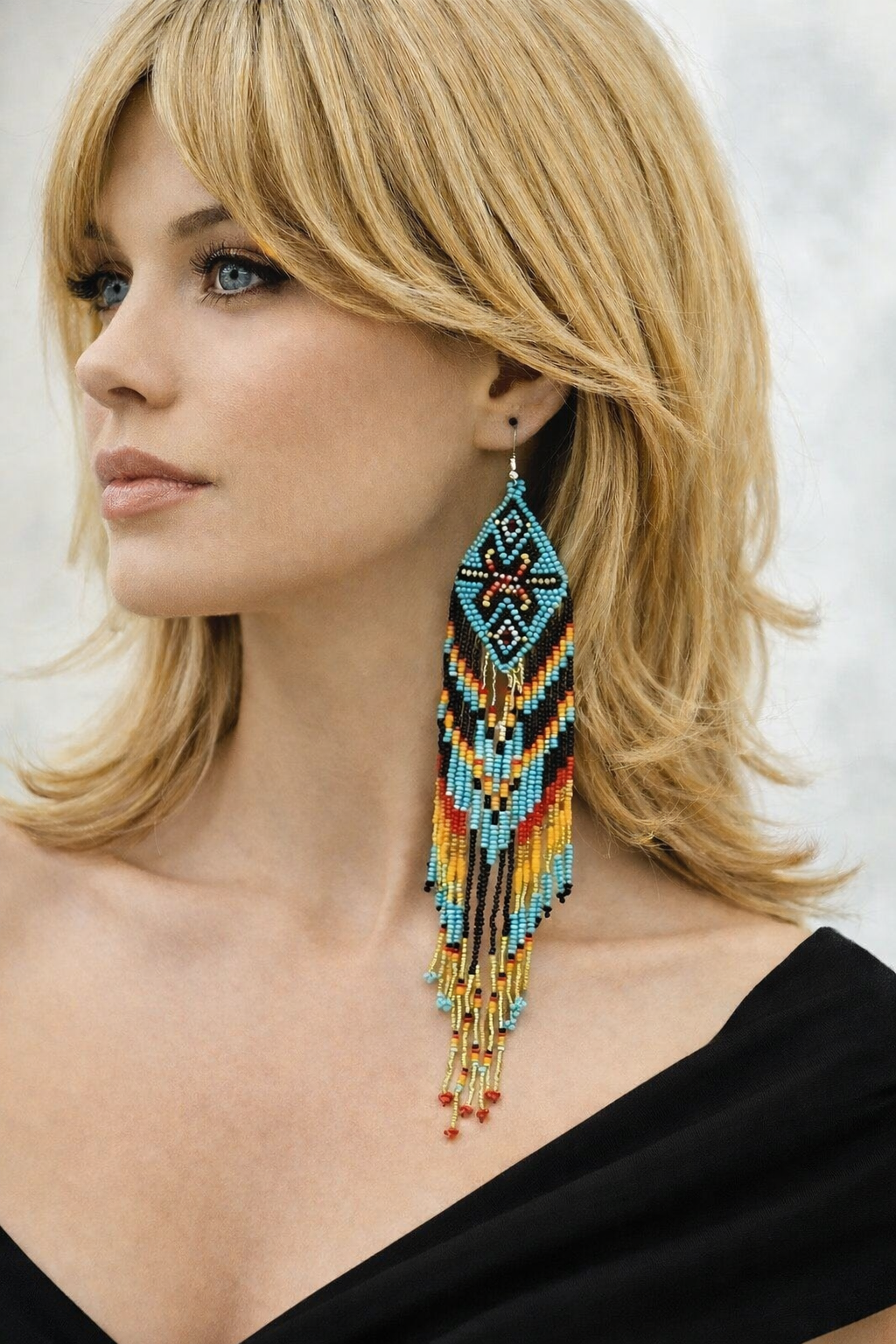 Extra-Long Handwoven Beaded Fringe Earrings | Czech Seed Beads