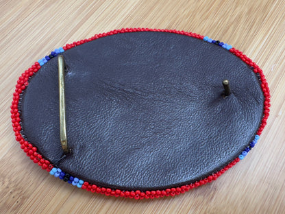 Handmade beaded Red Blue Cowboy Buckle