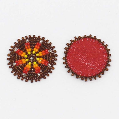 Handmade beaded 2x1.2” Brown rosette/applique