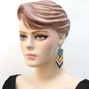Handmade Beaded Multicolor Seed Bead Big Earrings