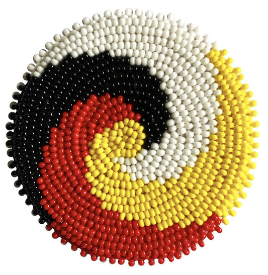 Handmade Beaded Swirl Four Directions Craft Applique Patch Beadwork