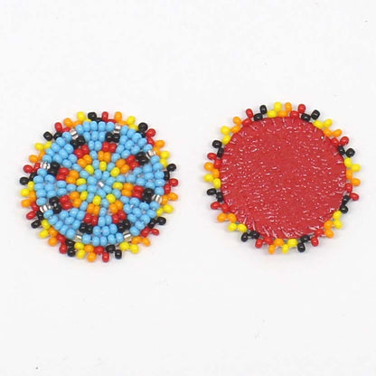 Handmade beaded 2x1.2 inch Cyan Blue rosette
