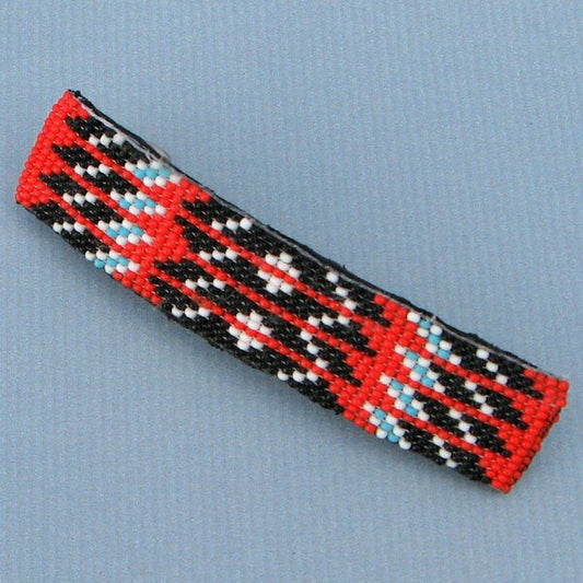 Red Black White Zig Zag Beadwork Beaded Hair Barrette French Clip