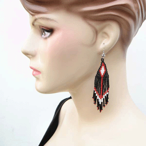 Handmade Beaded Black Seed Bead Earrings