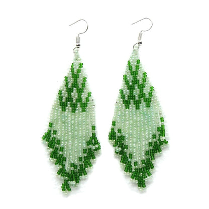 Handmade beaded Green hook Earrings