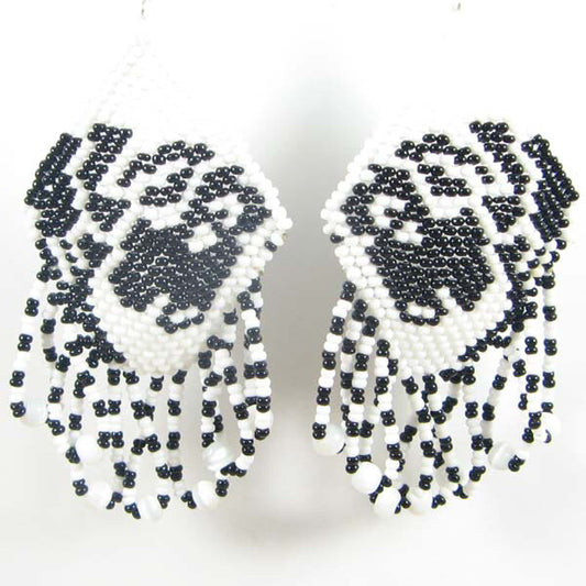 Monochrome Black Sheep Beaded Earrings