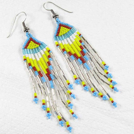 Colorful Handmade Beaded Fringe Earrings